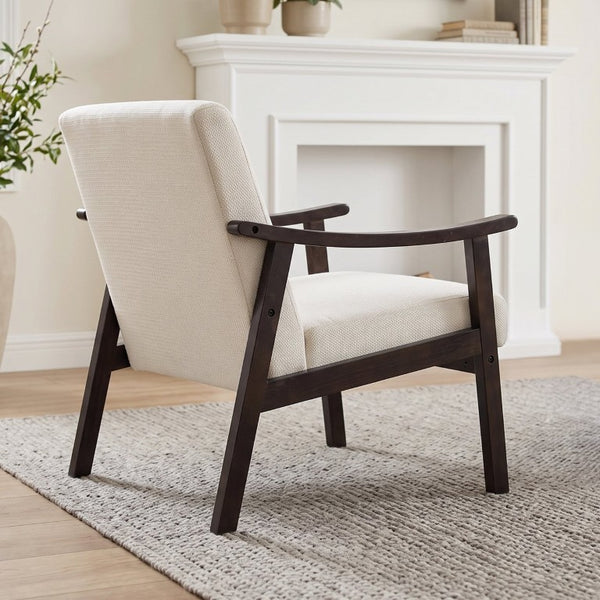 English Elm Medieval-Inspired Wingback Accent Chair Tall Backrest Solid Wood Legs Reading Lounge W2989P506961