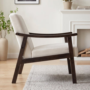 English Elm Medieval-Inspired Wingback Accent Chair Tall Backrest Solid Wood Legs Reading Lounge W2989P506961