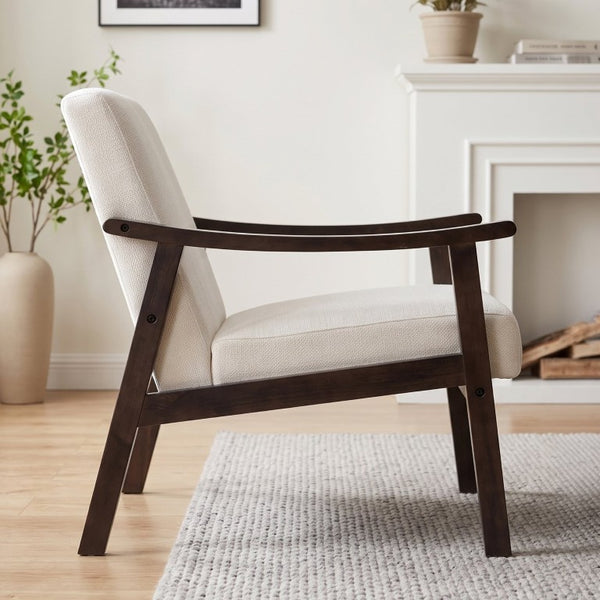 English Elm Medieval-Inspired Wingback Accent Chair Tall Backrest Solid Wood Legs Reading Lounge W2989P506961