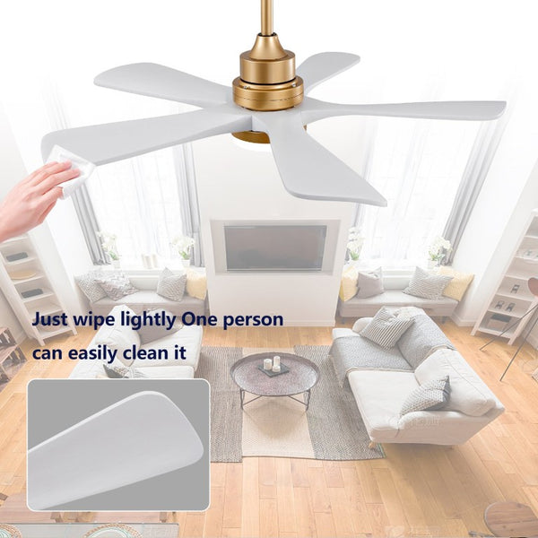 English Elm Hot 42 Inch Sycamore Wood Blade Ceiling Fan with LED Light and Remote Control Gold+White 5 Blades W2991P334791