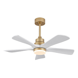 English Elm Hot 42 Inch Sycamore Wood Blade Ceiling Fan with LED Light and Remote Control Gold+White 5 Blades W2991P334791