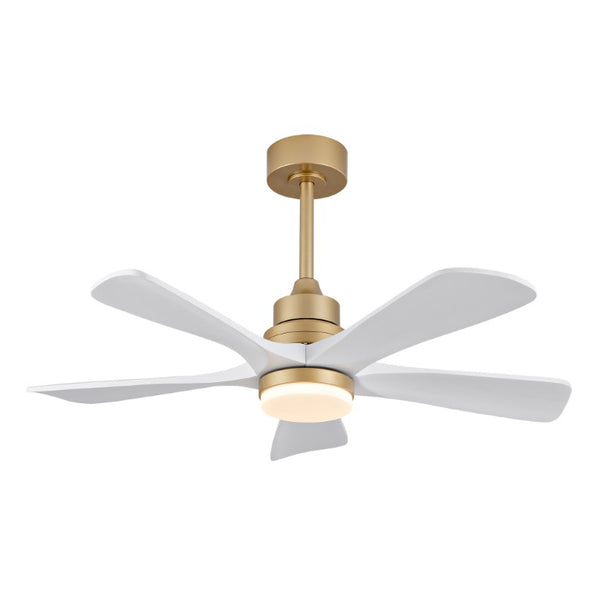English Elm Hot 42 Inch Sycamore Wood Blade Ceiling Fan with LED Light and Remote Control Gold+White 5 Blades W2991P334791