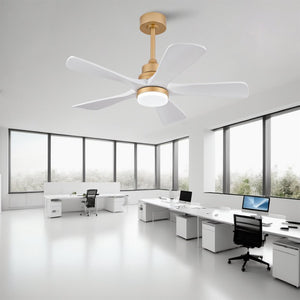 English Elm Hot 42 Inch Sycamore Wood Blade Ceiling Fan with LED Light and Remote Control Gold+White 5 Blades W2991P334791