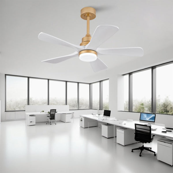 English Elm Hot 42 Inch Sycamore Wood Blade Ceiling Fan with LED Light and Remote Control Gold+White 5 Blades W2991P334791