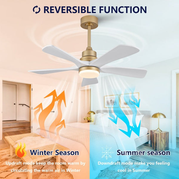 English Elm Hot 42 Inch Sycamore Wood Blade Ceiling Fan with LED Light and Remote Control Gold+White 5 Blades W2991P334791