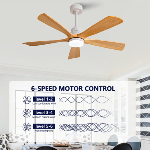 English Elm Hot 52 Inch Sycamore Wood Blade Ceiling Fan with Dimmable LED Light and Remote W2991P334793