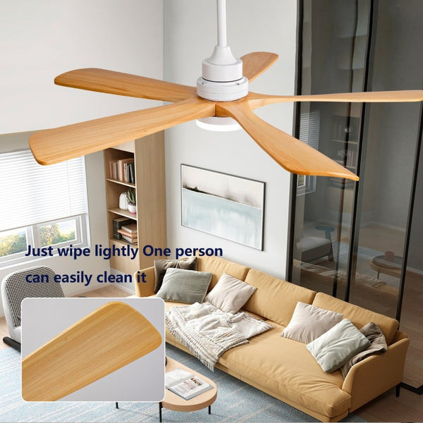 English Elm Hot 52 Inch Sycamore Wood Blade Ceiling Fan with Dimmable LED Light and Remote W2991P334793