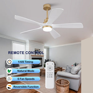 English Elm Hot 52 Inch Sycamore Blade Ceiling Fan Dimmable LED Remote Bedroom Living Room W2991P334794