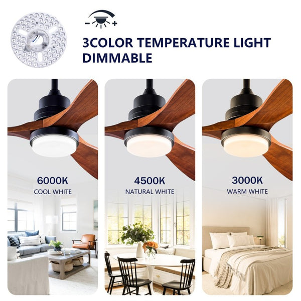 English Elm Hot 42 Inch Sycamore Wood Blade Ceiling Fan with LED Light and Remote Control Black 3 Blades - A W2991P334795