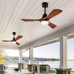English Elm Hot 42 Inch Sycamore Wood Blade Ceiling Fan with LED Light and Remote Control Black 3 Blades - A W2991P334795