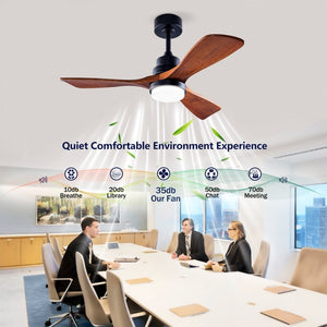 English Elm Hot 42 Inch Sycamore Wood Blade Ceiling Fan with LED Light and Remote Control Black 3 Blades - A W2991P334795