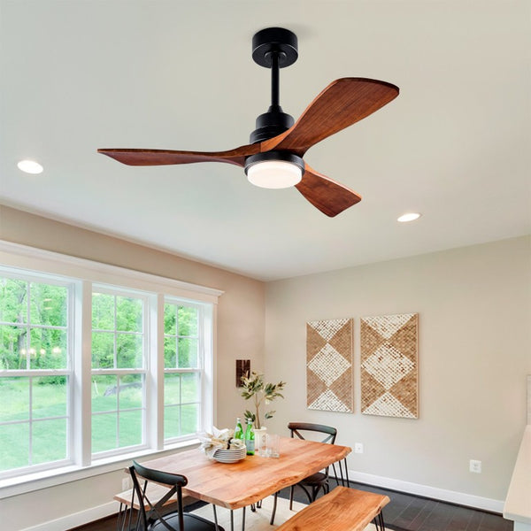 English Elm Hot 42 Inch Sycamore Wood Blade Ceiling Fan with LED Light and Remote Control Black 3 Blades - A W2991P334795