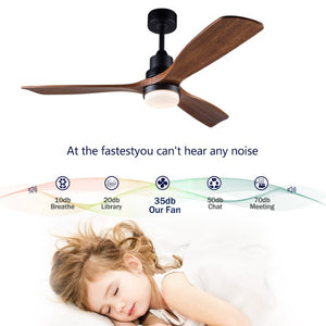 English Elm Hot 52 Inch Sycamore Wood Blade Ceiling Fan Dimmable LED DC Motor Remote Included W2991P334798