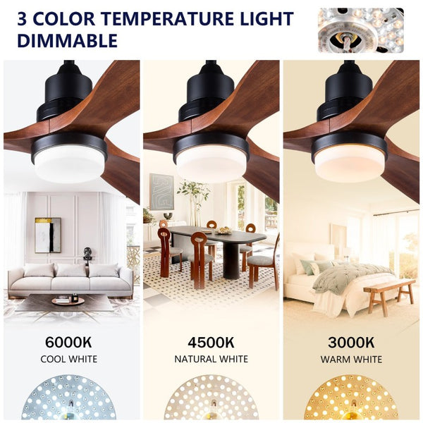 English Elm Hot 52 Inch Sycamore Wood Blade Ceiling Fan Dimmable LED DC Motor Remote Included W2991P334798