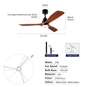 English Elm Hot 52 Inch Sycamore Wood Blade Ceiling Fan Dimmable LED DC Motor Remote Included W2991P334798