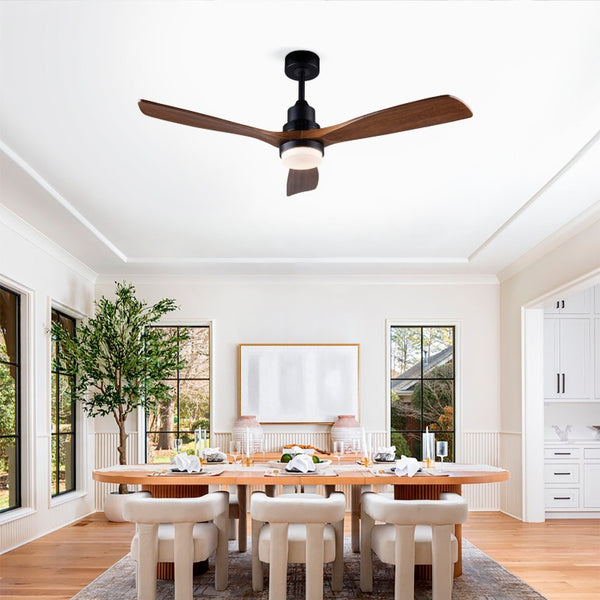 English Elm Hot 52 Inch Sycamore Wood Blade Ceiling Fan Dimmable LED DC Motor Remote Included W2991P334798