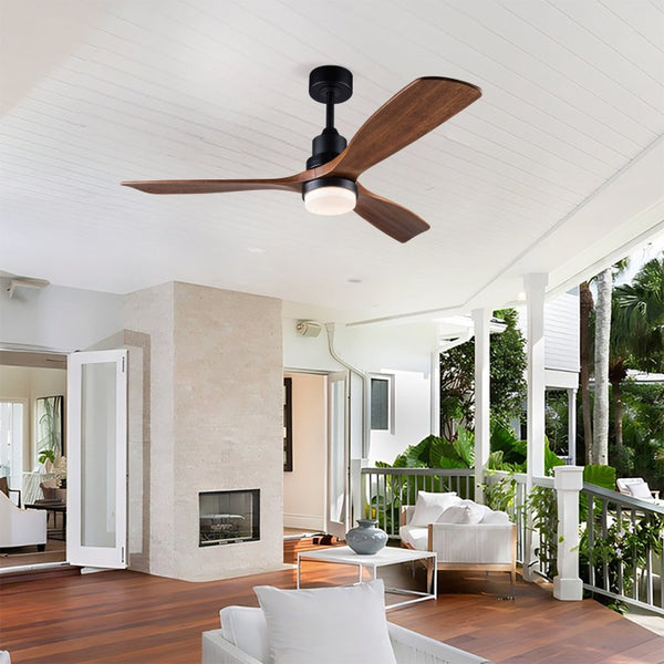 English Elm Hot 52 Inch Sycamore Wood Blade Ceiling Fan Dimmable LED DC Motor Remote Included W2991P334798