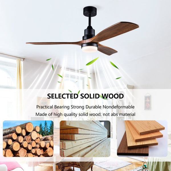 English Elm Hot 52 Inch Sycamore Wood Blade Ceiling Fan Dimmable LED DC Motor Remote Included W2991P334798