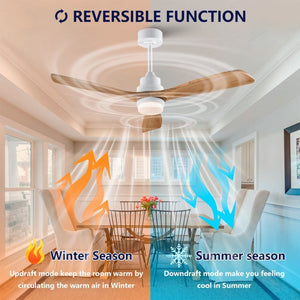 English Elm Hot 52 Inch Sycamore Wood Blade Ceiling Fan DC Motor Dimmable LED Living Room W2991P334799