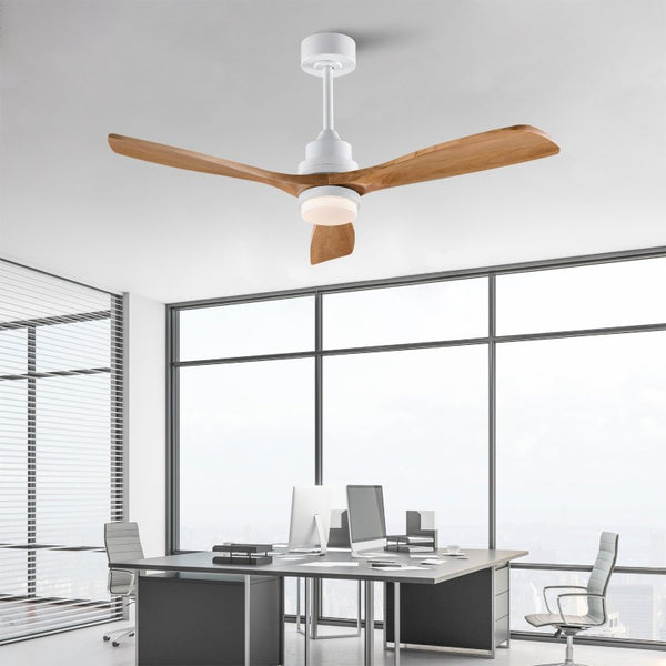 English Elm Hot 52 Inch Sycamore Wood Blade Ceiling Fan DC Motor Dimmable LED Living Room W2991P334799
