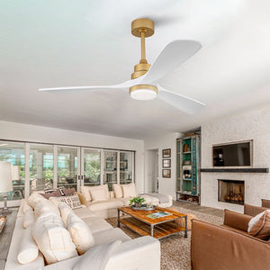 English Elm Hot 52 Inch Sycamore Wood Blade Ceiling Fan Dimmable LED Remote DC Motor W2991P334800