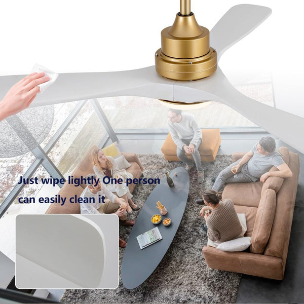 English Elm Hot 52 Inch Sycamore Wood Blade Ceiling Fan Dimmable LED Remote DC Motor W2991P334800