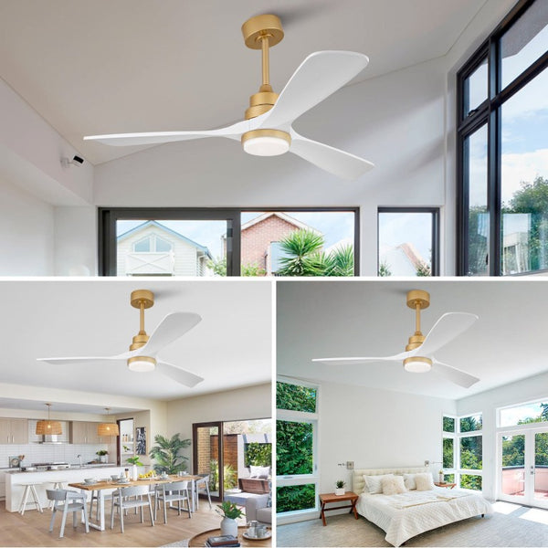 English Elm Hot 52 Inch Sycamore Wood Blade Ceiling Fan Dimmable LED Remote DC Motor W2991P334800