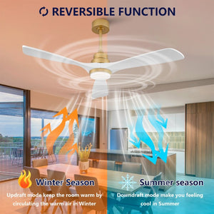 English Elm Hot 52 Inch Sycamore Wood Blade Ceiling Fan Dimmable LED Remote DC Motor W2991P334800