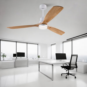 English Elm Hot 60 Inch Sycamore Wood Blade Ceiling Fan with Dimmable LED and DC Motor Oak Natural Wood + Antique White W2991P334802