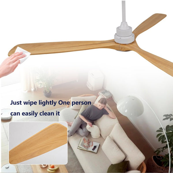 English Elm Hot 72 Inch Sycamore Wood Blade Ceiling Fan with Dimmable LED Light and Remote Oak Natural Wood + Antique White - A W2991P334804