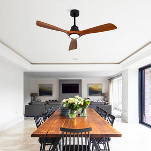 English Elm New 52 Inch Sycamore Wood Blade Ceiling Fan with LED Light and Remote for Bedroom W2991P334806