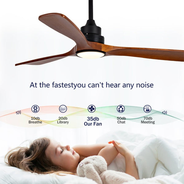 English Elm New 52 Inch Sycamore Wood Blade Ceiling Fan with LED Light and Remote for Bedroom W2991P334806