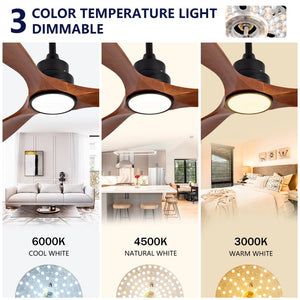 English Elm New 52 Inch Sycamore Wood Blade Ceiling Fan with LED Light and Remote for Bedroom W2991P334806