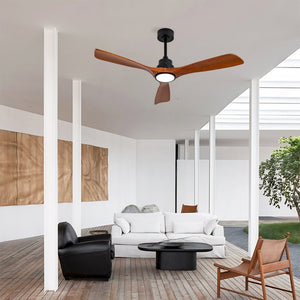 English Elm New 52 Inch Sycamore Wood Blade Ceiling Fan with LED Light and Remote for Bedroom W2991P334806