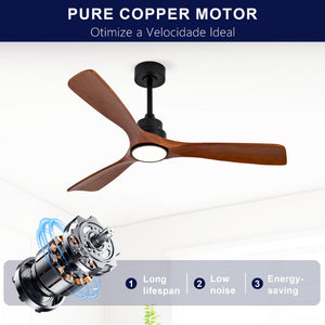 English Elm New 52 Inch Sycamore Wood Blade Ceiling Fan with LED Light and Remote for Bedroom W2991P334806
