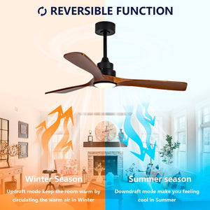 English Elm New 52 Inch Sycamore Wood Blade Ceiling Fan with LED Light and Remote for Bedroom W2991P334806