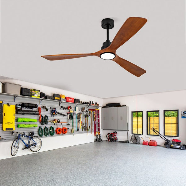 English Elm New Sycamore Wood Blade Ceiling Fan with Tunable LED Light and Reversible DC Motor Black + Dark Walnut - A W2991P334807