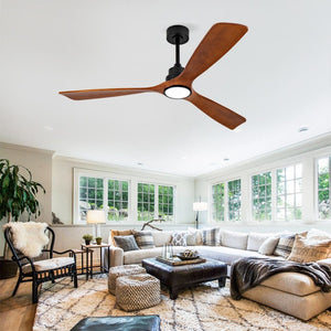 English Elm New Sycamore Wood Blade Ceiling Fan with Tunable LED Light and Reversible DC Motor Black + Dark Walnut - A W2991P334807