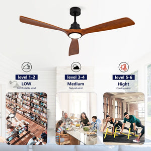 English Elm New Sycamore Wood Blade Ceiling Fan with Tunable LED Light and Reversible DC Motor Black + Dark Walnut - A W2991P334807