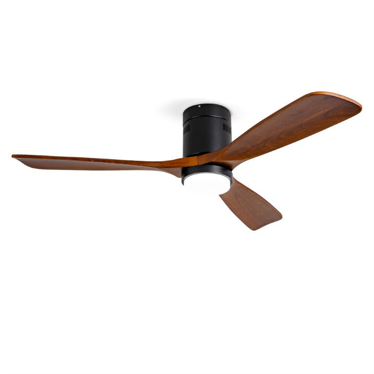 English Elm Hot Sycamore Wood Flush Mount Ceiling Fan 52 Inch LED Remote DC Motor Indoor Outdoor W2991P338629