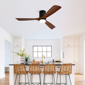 English Elm Hot Sycamore Wood Flush Mount Ceiling Fan 52 Inch LED Remote DC Motor Indoor Outdoor W2991P338629