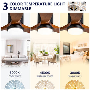 English Elm Hot Sycamore Wood Flush Mount Ceiling Fan 52 Inch LED Remote DC Motor Indoor Outdoor W2991P338629