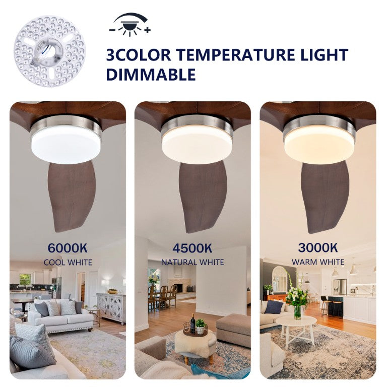 English Elm Hot 52 Inch Sycamore Wood Blade Ceiling Fan with DC Motor Dimmable LED Remote W2991P338630