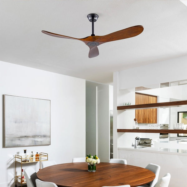 English Elm Hot 52 Inch Matte Black Ceiling Fan Sycamore Wood Blades LED Light Remote Bedroom W2991P338631