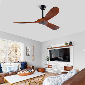 English Elm Hot 52 Inch Matte Black Ceiling Fan Sycamore Wood Blades LED Light Remote Bedroom W2991P338631