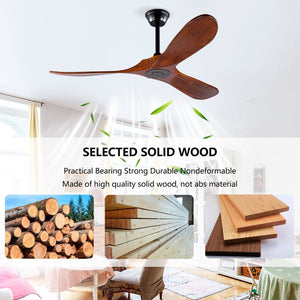 English Elm Hot 52 Inch Matte Black Ceiling Fan Sycamore Wood Blades LED Light Remote Bedroom W2991P338631