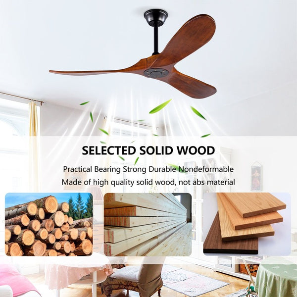 English Elm Hot 52 Inch Matte Black Ceiling Fan Sycamore Wood Blades LED Light Remote Bedroom W2991P338631