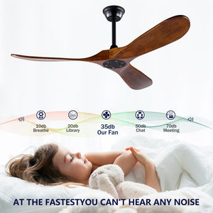 English Elm Hot 52 Inch Matte Black Ceiling Fan Sycamore Wood Blades LED Light Remote Bedroom W2991P338631