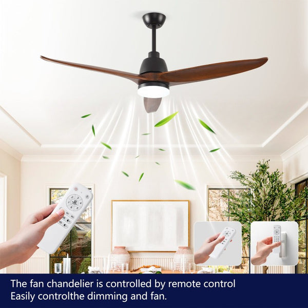 English Elm Hot 52 Inch Sycamore Wood Blade Ceiling Fan with Dimmable LED and Reversible DC Motor W2991P338633