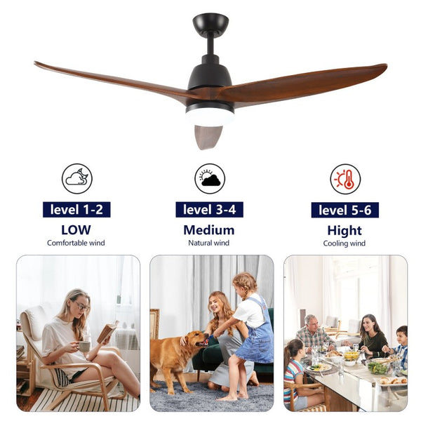 English Elm Hot 52 Inch Sycamore Wood Blade Ceiling Fan with Dimmable LED and Reversible DC Motor W2991P338633